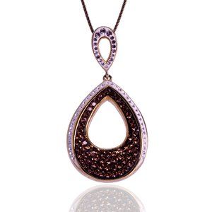 OTC Gold Tone Sterling Champagne Brilliance Swarovski Crystal Teardrop Necklace